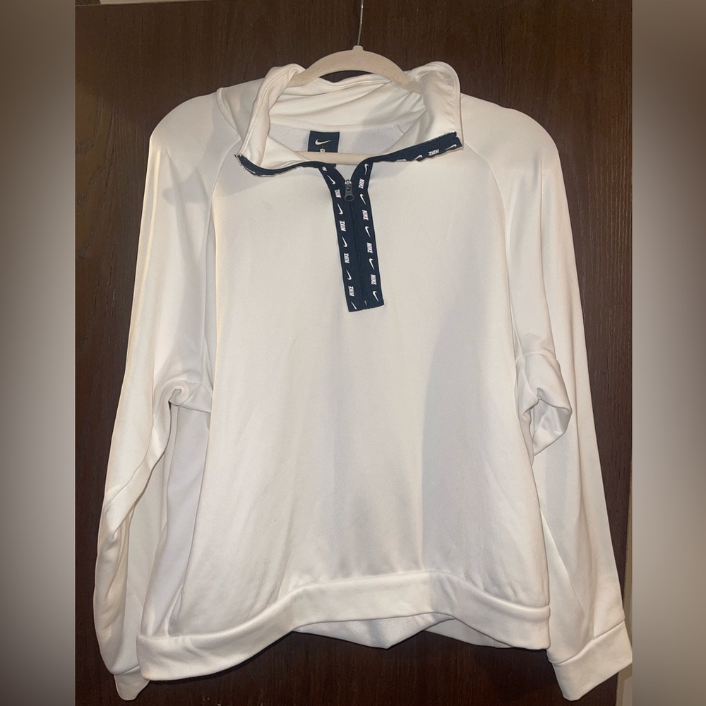 White Nike cropped quarter zip